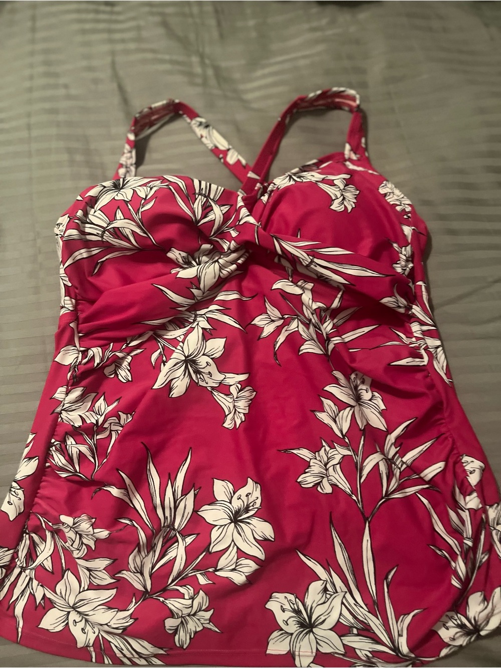 Womens Floral Tankini top only in Magenta - Brand Unspecified